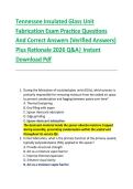 Tennessee Insulated Glass Unit &NewLine;Fabrication Exam Practice Questions &NewLine;And Correct Answers &lpar;Verified Answers&rpar; &NewLine;Plus Rationale 2026 Q&A&vert; Instant &NewLine;Download Pdf  