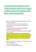 SC Legal Assistant Qualification Exam &NewLine;Practice Questions And Correct Answers &NewLine;&lpar;Verified Answers&rpar; Plus Rationale 2026 &NewLine;Q&A&vert; Instant Download Pdf