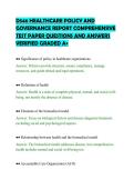 D546 HEALTHCARE POLICY AND&NewLine;GOVERNANCE REPORT COMPREHENSIVE&NewLine;TEST PAPER QUESTIONS AND ANSWERS&NewLine;VERIFIED GRADED A&plus;