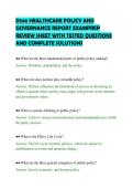 D546 HEALTHCARE POLICY AND&NewLine;GOVERNANCE REPORT EXAMPREP&NewLine;REVIEW SHEET WITH TESTED QUESTIONS&NewLine;AND COMPLETE SOLUTIONS&NewLine;