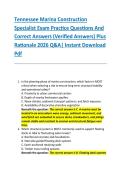 Tennessee Marina Construction &NewLine;Specialist Exam Practice Questions And &NewLine;Correct Answers &lpar;Verified Answers&rpar; Plus &NewLine;Rationale 2026 Q&A&vert; Instant Download &NewLine;Pdf 