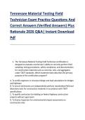 Tennessee Material Testing Field &NewLine;Technician Exam Practice Questions And &NewLine;Correct Answers &lpar;Verified Answers&rpar; Plus &NewLine;Rationale 2026 Q&A&vert; Instant Download &NewLine;Pdf 