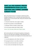DANC 2325 HESI NURSING VERSION&NewLine;COMPREHENSIVE EXAM 2026 FULL&NewLine;QUESTIONS AND CORRECT ANSWERS&NewLine;ALREADY PASSED&NewLine;