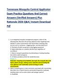Tennessee Mosquito Control Applicator &NewLine;Exam Practice Questions And Correct &NewLine;Answers &lpar;Verified Answers&rpar; Plus &NewLine;Rationale 2026 Q&A&vert; Instant Download &NewLine;Pdf 