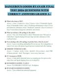 DANGEROUS GOODS RYANAIR FINAL&NewLine;TEST 2026 QUESTIONS WITH&NewLine;CORRECT ANSWERS GRADED A&plus;&NewLine;