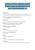 DANTE LEVELS CERTIFICATION&NewLine;SCRIPT 2026 QUESTIONS WITH&NewLine;SOLUTIONS GRADED A&plus;