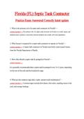 Florida &lpar;FL&rpar; Septic Tank Contractor &NewLine;Practice Exam Answered Correctly latest update 