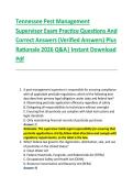 Tennessee Pest Management &NewLine;Supervisor Exam Practice Questions And &NewLine;Correct Answers &lpar;Verified Answers&rpar; Plus &NewLine;Rationale 2026 Q&A&vert; Instant Download &NewLine;Pdf  