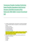 Tennessee Powder Coating Technician &NewLine;Exam Practice Questions And Correct &NewLine;Answers &lpar;Verified Answers&rpar; Plus &NewLine;Rationale 2026 Q&A&vert; Instant Download &NewLine;Pdf 
