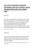 DAU CON 237 SIMPLIFIED ACQUISITION&NewLine;PROCEDURES EXAM 2026 CONTRACT AWARD&NewLine;AND NEGOTIATION DRILL PACK ANSWER&NewLine;SHEET&NewLine;