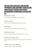 DAVIS ADVANTAGE FOR BASIC&NewLine;NURSING 3RD EDITION TEST BANK&NewLine;2026 FINAL PAPER PRACTICE&NewLine;QUESTIONS ANSWERS ACCURATE&NewLine;A&plus;&NewLine;