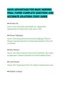 DAVIS ADVANTAGE FOR BASIC NURSING&NewLine;FINAL PAPER COMPLETE QUESTIONS AND&NewLine;ACCURATE SOLUTIONS STUDY GUIDE&NewLine;
