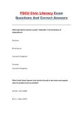 FGCU Civic Literacy Practice Questions with Answers