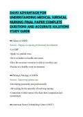 DAVIS ADVANTAGE FOR&NewLine;UNDERSTANDING MEDICAL SURGICAL&NewLine;NURSING FINAL PAPER COMPLETE&NewLine;QUESTIONS AND ACCURATE SOLUTIONS&NewLine;STUDY GUIDE