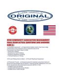 M100 COMMUNITY ASSOCIATION MANAGEMENT FINAL EXAM ACTUAL QUESTIONS AND ANSWERS