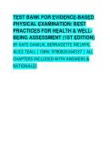 Evidence-Based Physical Examination 1st Edition Test Bank &vert; Complete Chapters with Answers & Rationales