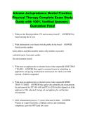 Arizona Jurisprudence Dental Practice&comma; &NewLine;Physical Therapy Complete Exam Study &NewLine;Guide with 100&percnt; Verified Answers &vert; &NewLine;Guarantee Pass&excl; 