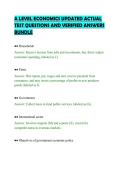A LEVEL ECONOMICS UPDATED ACTUAL &NewLine;TEST QUESTIONS AND VERIFIED ANSWERS &NewLine;BUNDLE