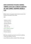 DAVIS ADVANTAGE FOR BASIC NURSING&NewLine;THINKING EXAM 2026 COMPLETE QUESTION&NewLine;SET AND CORRECT ANSWERS GRADED A&NewLine;PLUS