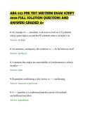ABA 622 PRE TEST MIDTERM EXAM SCRIPT &NewLine;2026 FULL SOLUTION QUESTIONS AND &NewLine;ANSWERS GRADED A&plus;