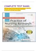 Test Bank for Burns & Grove&rsquo;s The Practice of Nursing Research 8th Edition &vert; Appraisal&comma; Synthesis & Generation of Evidence &vert; Complete Guide