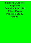 Seidel&rsquo;s Guide to Physical Examination 11th Edition Exam Practice Study Guide 2025&sol; 2026 Health Assessment Clinical Examination Techniques and Key Concepts Review