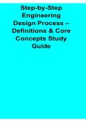 Step-by-Step Engineering Design Process Definitions and Core Concepts Study Guide 2025&sol; 2026 Engineering Problem Solving Methods and Key Concepts Review