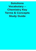 Solutions Vocabulary Chemistry Key Terms and Concepts Study Guide 2025&sol; 2026 Chemical Solutions Glossary Molarity Solubility and Key Concepts Review
