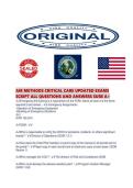 AIR METHODS CRITICAL CARE UPDATED EXAMS SCRIPT ALL QUESTIONS AND ANSWERS SURE