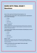 NURS 6675 FINAL EXAM 1 &NewLine;Questions