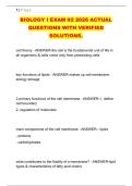 BIOLOGY I EXAM &num;2 2026 ACTUAL &NewLine;QUESTIONS WITH VERIFIED &NewLine;SOLUTIONS&period;