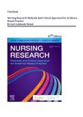 Test Bank for Nursing Research Methods and Critical Appraisal for Evidence Based Practice 10th Edition by Geri Lobiondo Wood&period;&vert;&vert;All chapters 1-21 included&period;&vert;&vert;Complete Test Guide