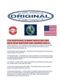 FTCE EXCEPTIONAL STUDENT EDUCATION CORE&NewLine;MAIN EXAM QUESTIONS AND ANSWERS SURE A&plus;