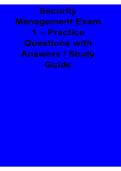Security Management Exam 1 Practice Questions with Answers Study Guide 2025&sol; 2026 Security Operations Risk Assessment and Key Concepts Exam Review