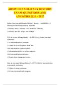 ARMY OCS MILITARY HISTORY &NewLine;EXAM QUESTIONS AND &NewLine;ANSWERS 2026 - 2027