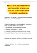 TEXAS MOLD REMEDIATION &NewLine;CONTRACTOR STATE 2026 &NewLine;ACTUAL QUESTIONS WITH &NewLine;VERIFIED SOLUTIONS&period; 