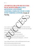 ATI MENTAL HEALTH 2023 SUCCESS &NewLine;PACK NEWEST&lpar;2026&rpar;PRACTICE  &NewLine;QUESTIONS AND EXPERT &NewLine;ANSWERS&period;COMPLETE STUDY GUIDE &NewLine;WITH VERIFIED ANSWERS&comma; Exams of &NewLine;Nursing 