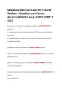 Oklahoma State Law Exam for Funeral &NewLine;Services &ndash; Questions and Correct &NewLine;Answers&vert;&vert;GRADED A&plus;&vert;&vert; LATEST UPDATE &NewLine;2026 