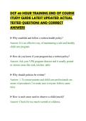 DCF 40 HOUR TRAINING END OF COURSE&NewLine;STUDY GUIDE LATEST UPDATED ACTUAL&NewLine;TESTED QUESTIONS AND CORRECT&NewLine;ANSWERS