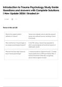 Introduction to Trauma Psychology Study Guide Questions and Answers with Complete Solutions &vert; New Update 2026 &vert; Graded A&plus;