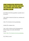 APMP FOUNDATION CERTIFICATION&NewLine;CLOSING SCRIPT UPDATED QUESTIONS&NewLine;AND ANSWERS VIEW AHEAD PREP&NewLine;MATERIAL SOLVED