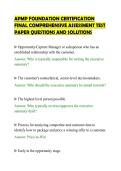 APMP FOUNDATION CERTIFICATION&NewLine;FINAL COMPREHENSIVE ASSESSMENT TEST&NewLine;PAPER QUESTIONS AND SOLUTIONS&NewLine;