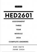 HED2601 Assignment 3 Answers - Year Module &comma; 2026 &vert; Due Date June 2026