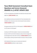 Texas Mold Assessment Consultant Exam &NewLine;Questions and Correct Answers&vert;&vert; &NewLine;GRADED A&plus;&vert;&vert; LATEST UPDATE 2026 