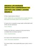 ARKANSAS LIFE INSURANCE&NewLine;CERTIFICATION COMPREHENSIVE TEST&NewLine;QUESTIONS AND CORRECT ANSWERS&NewLine;GRADED A&plus;