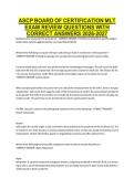 ASCP BOARD OF CERTIFICATION MLT EXAM REVIEW QUESTIONS WITH CORRECT ANSWERS 2026-2027&period;pdf&NewLine;&NewLine;