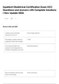 Inpatient Obstetrical Certification Exam NCC Questions and Answers with Complete Solutions &vert; New Update 2026