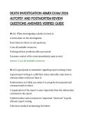 DEATH INVESTIGATION ABMDI EXAM 2026&NewLine;AUTOPSY AND POSTMORTEM REVIEW&NewLine;QUESTIONS ANSWERS VERIFIED GUID
