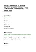 ASP ACTIVE SERVER PAGES WEB&NewLine;DEVELOPMENT FUNDAMENTALS TEST&NewLine;PAPER 2026&NewLine;