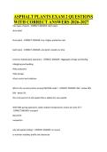 ASPHALT PLANTS EXAM 2 QUESTIONS WITH CORRECT ANSWERS 2026-2027